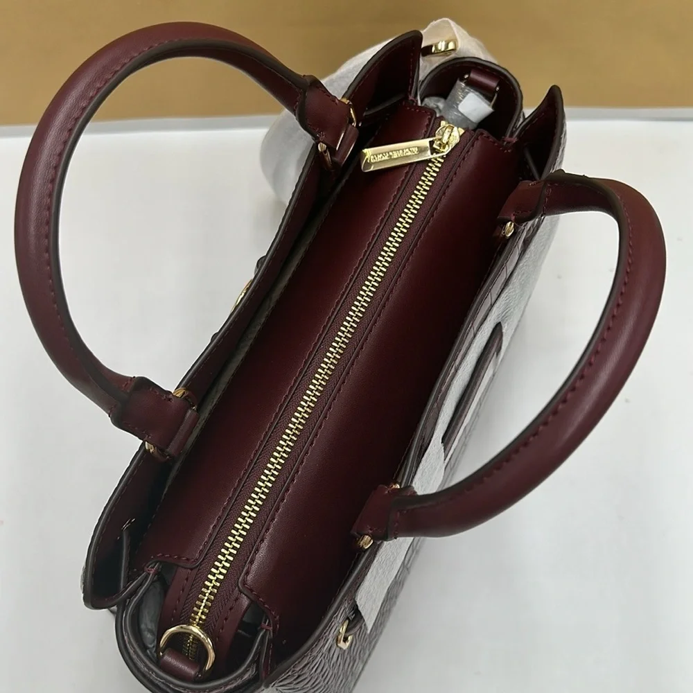 MICHAEL KORS Reed Large Leather Belted Satchel Crossbody Handbag Center …